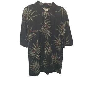 Bamboo Cay Fine Resortwear Men’s Button Polo Palm Leaf Shirt M Vacation Tropical